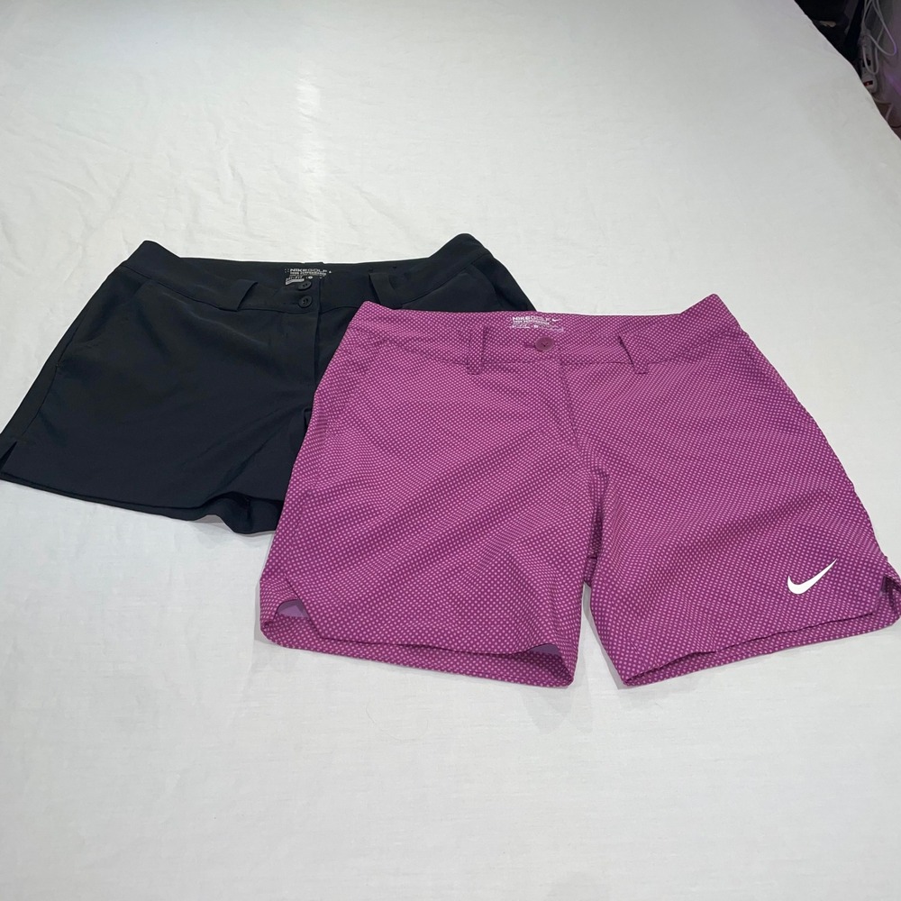 Nike Golf Tour Performance Dri-FIT Shorts Bundle Black Magenta Polka Dot Size 8